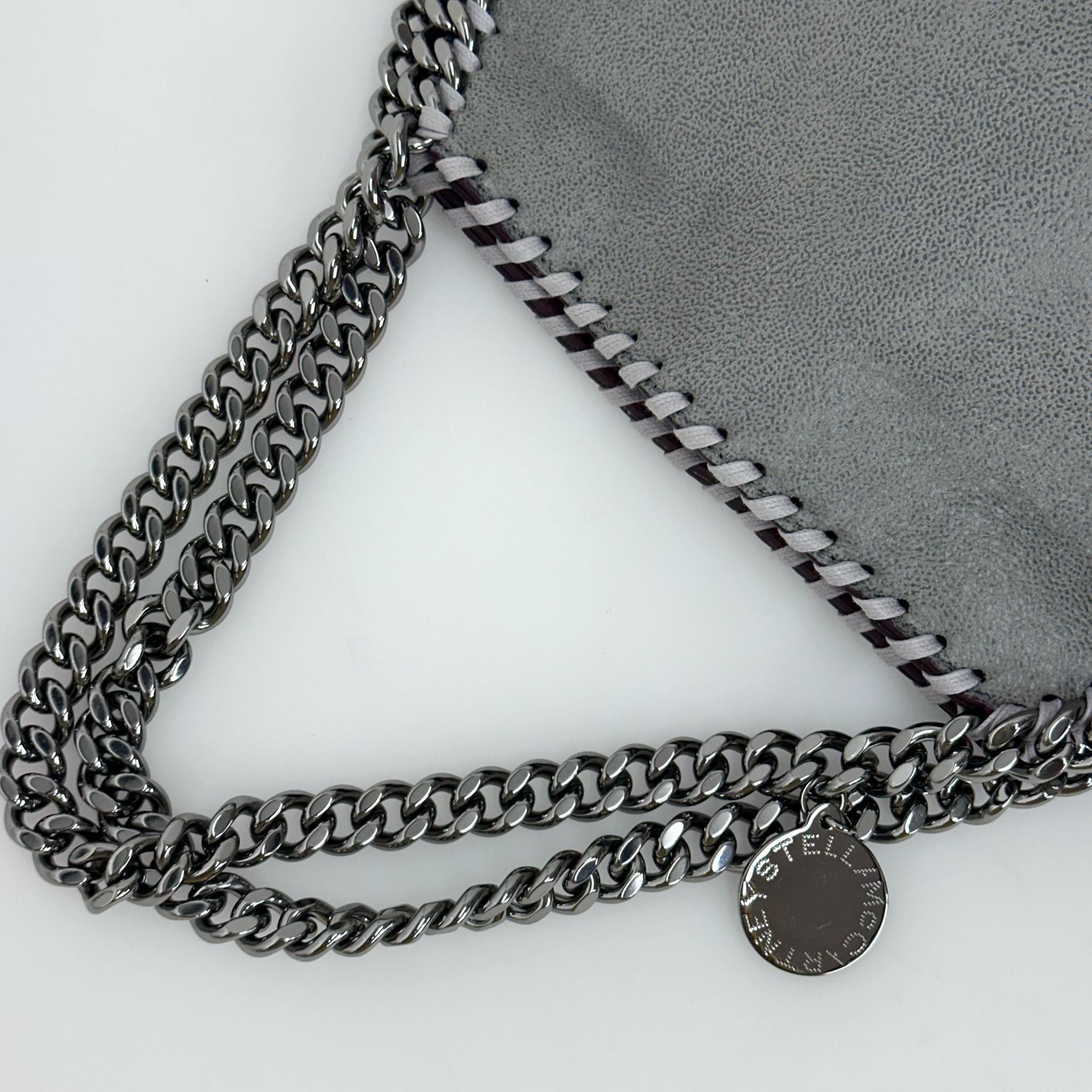 Stella McCartney Falabella Borsa a Fold Over Grigio Chiaro e Bordeaux