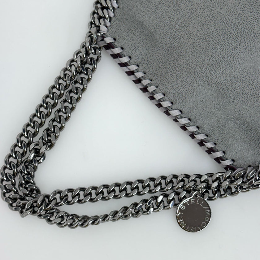 Stella McCartney Falabella Borsa a Fold Over Grigio Chiaro e Bordeaux