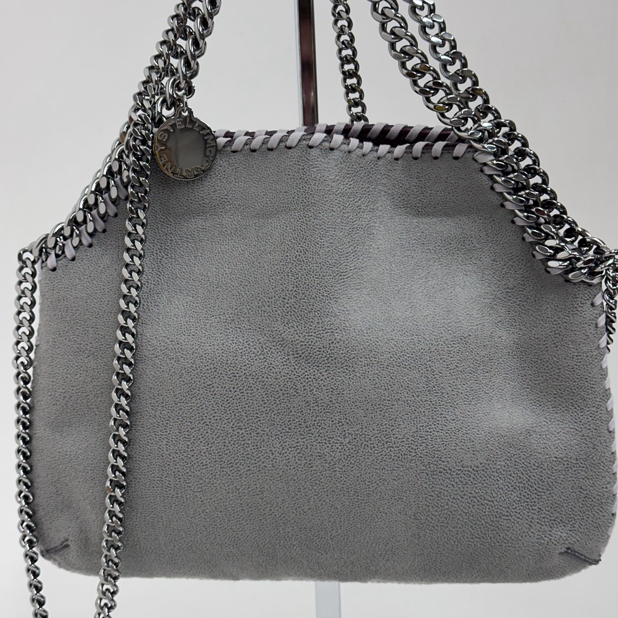 Stella McCartney Falabella Borsa a Fold Over Grigio Chiaro e Bordeaux