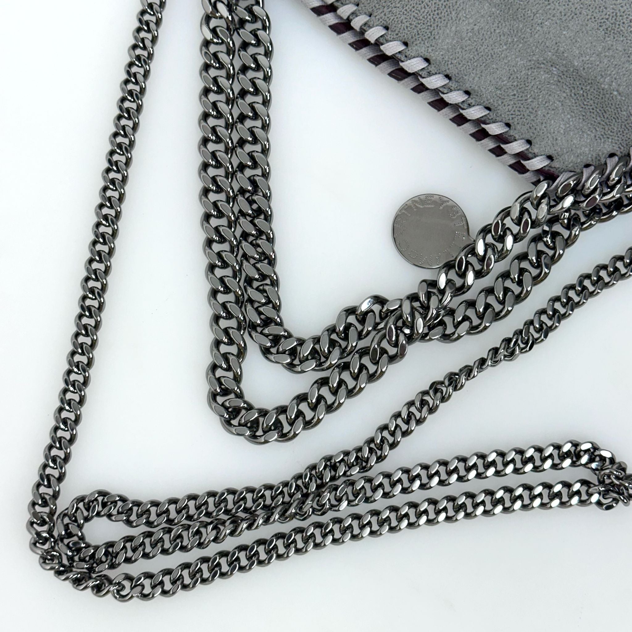 Stella McCartney Falabella Borsa a Fold Over Grigio Chiaro e Bordeaux