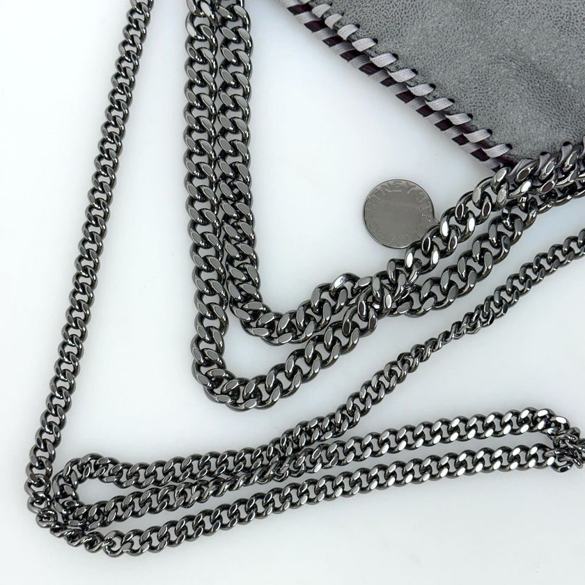 Stella McCartney Falabella Borsa a Fold Over Grigio Chiaro e Bordeaux