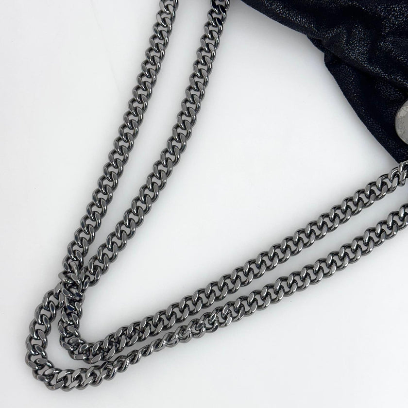 Stella McCartney Falabella Shopper Tote Nera e Ocra con Catena Argento