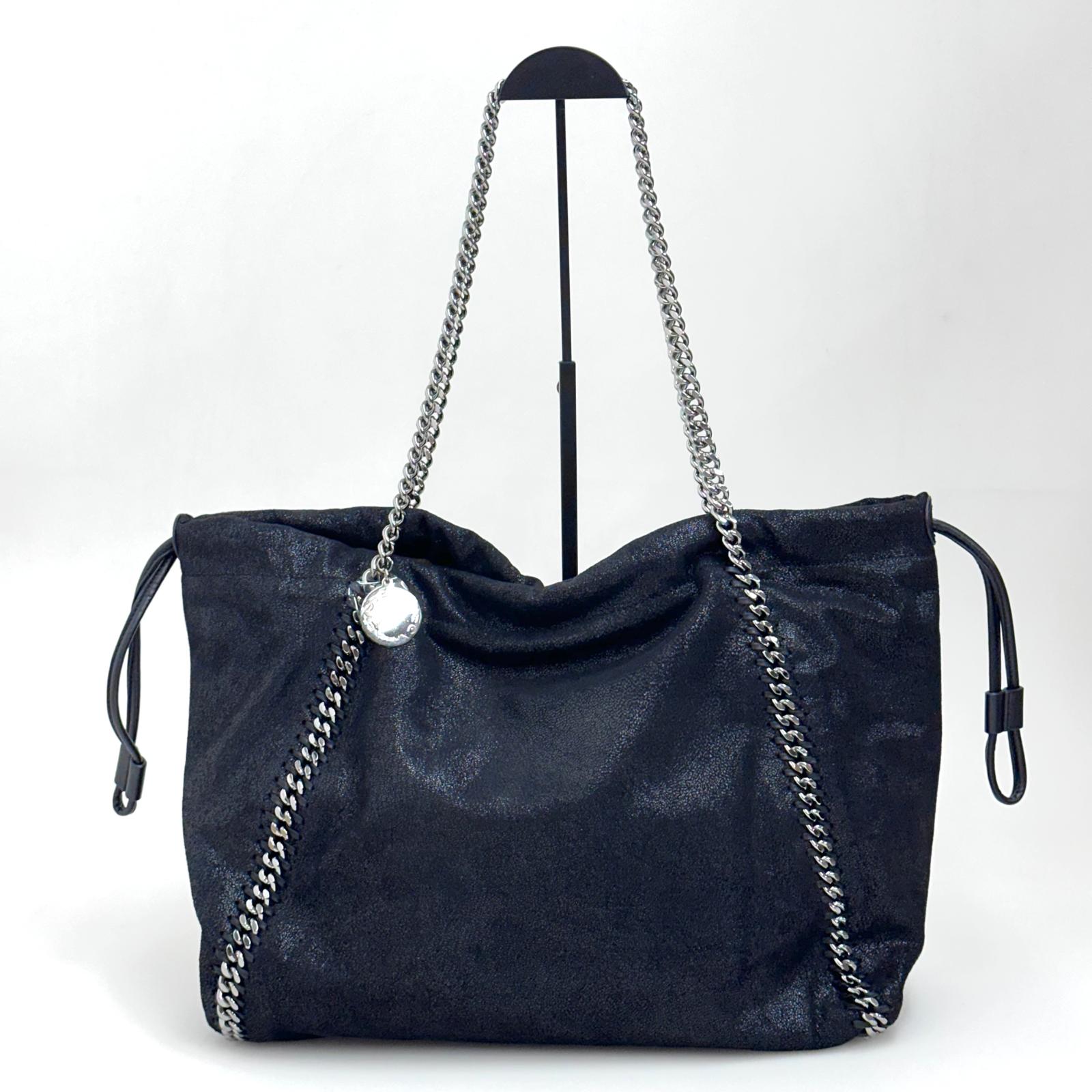 Stella McCartney Falabella Shopper Tote Nera e Ocra con Catena Argento