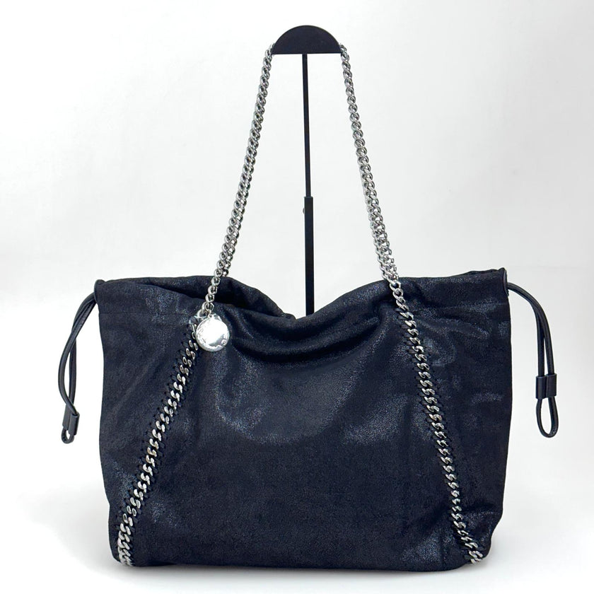 Stella McCartney Falabella Shopper Tote Nera e Ocra con Catena Argento