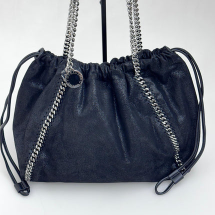 Stella McCartney Falabella Shopper Tote Nera e Ocra con Catena Argento