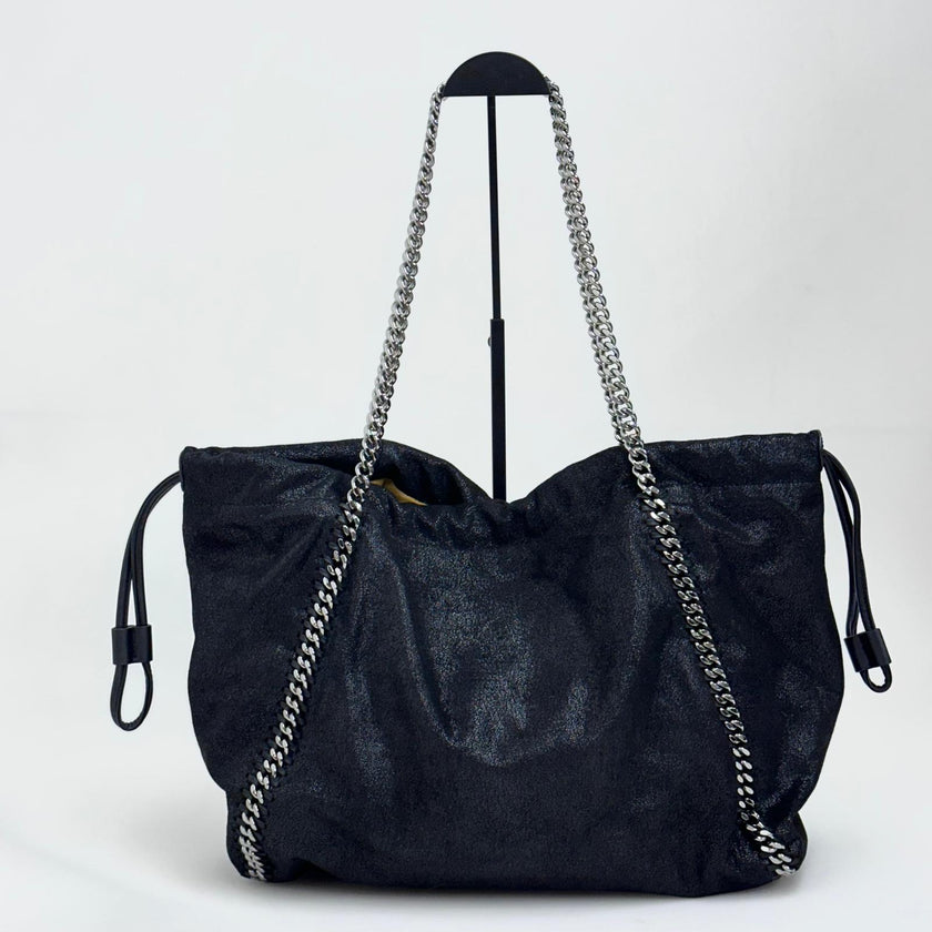 Stella McCartney Falabella Shopper Tote Nera e Ocra con Catena Argento