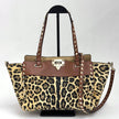 Valentino Garavani Borsa Rockstud Medium Leopard Canvas e Pelle con Tracolla