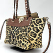 Valentino Garavani Borsa Rockstud Medium Leopard Canvas e Pelle con Tracolla