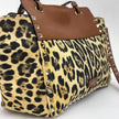 Valentino Garavani Borsa Rockstud Medium Leopard Canvas e Pelle con Tracolla