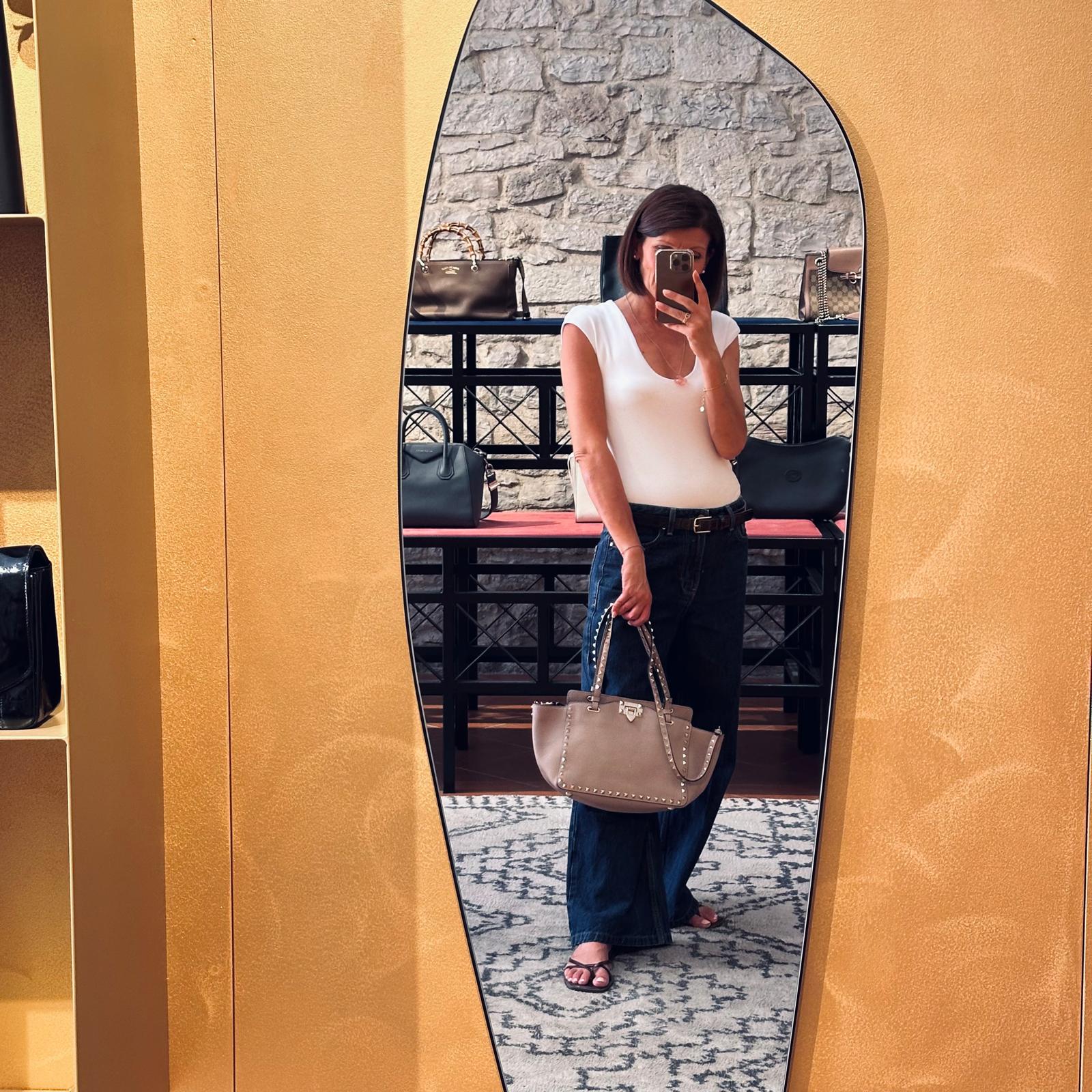Valentino Garavani Borsa Rockstud in pelle cipria