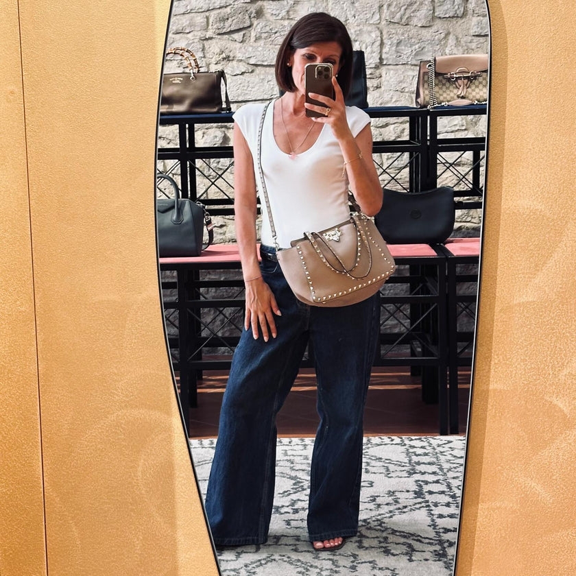 Valentino Garavani Borsa Rockstud in pelle cipria