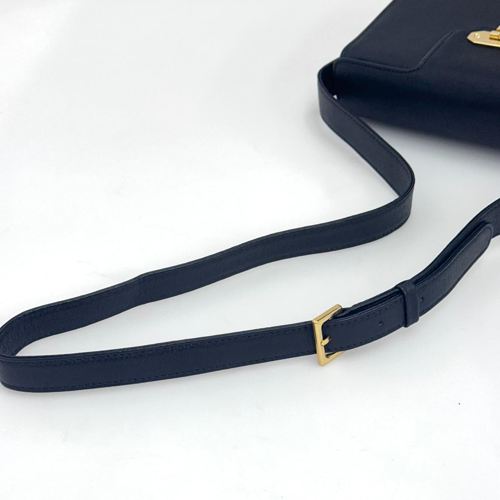 Valentino Garavani Borsa Vintage a Spalla in Pelle Nera e oro