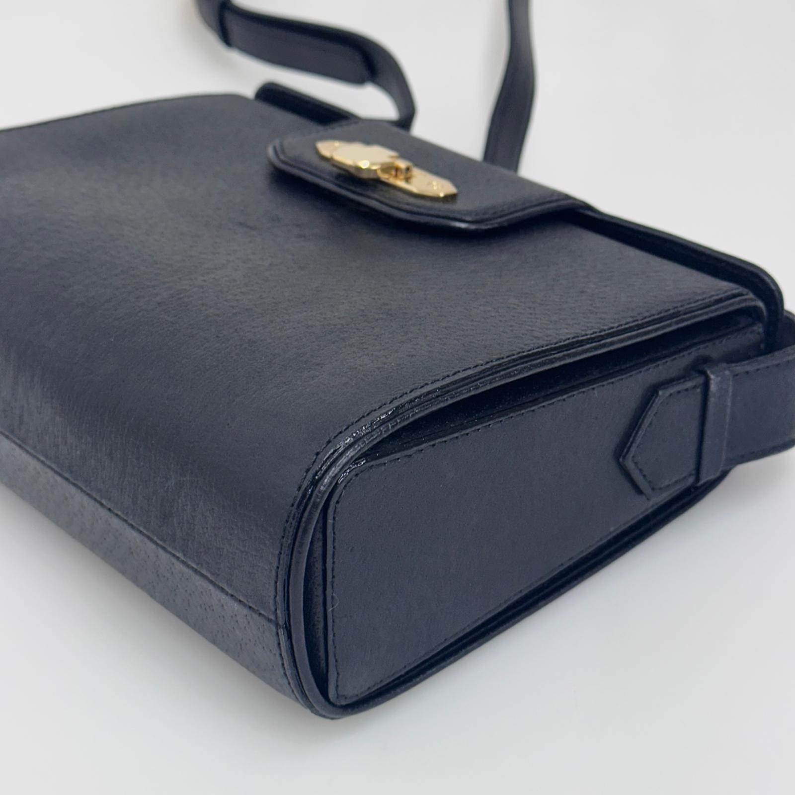 Valentino Garavani Borsa Vintage a Spalla in Pelle Nera e oro
