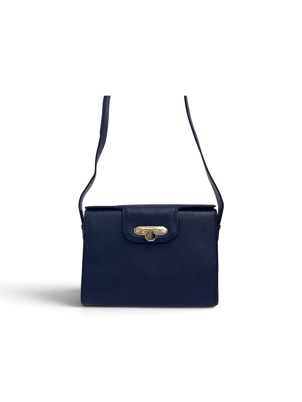 Valentino Garavani Borsa Vintage a Spalla in Pelle Nera e oro