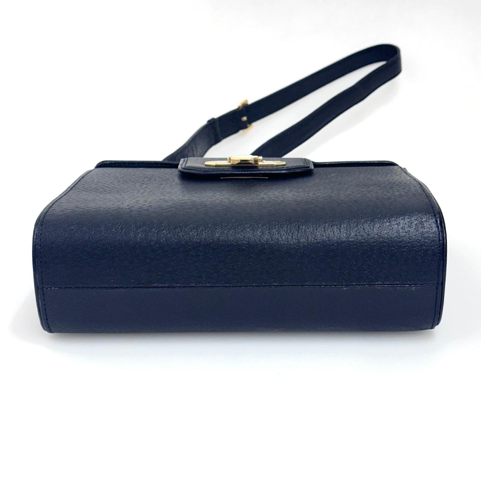 Valentino Garavani Borsa Vintage a Spalla in Pelle Nera e oro