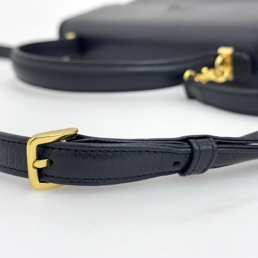 Valentino Garavani Borsa a Mano e Tracolla Pelle Martellata Nera Vintage Anni '80/'90