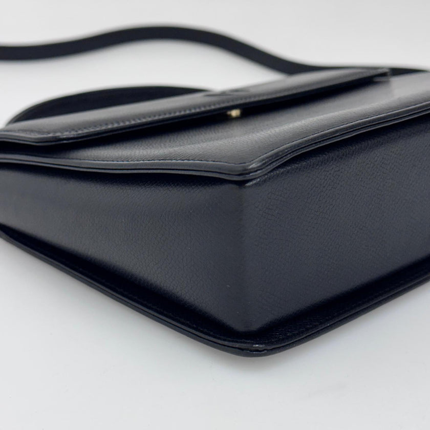 Valentino Garavani Borsa a Mano e Tracolla Pelle Martellata Nera Vintage Anni '80/'90