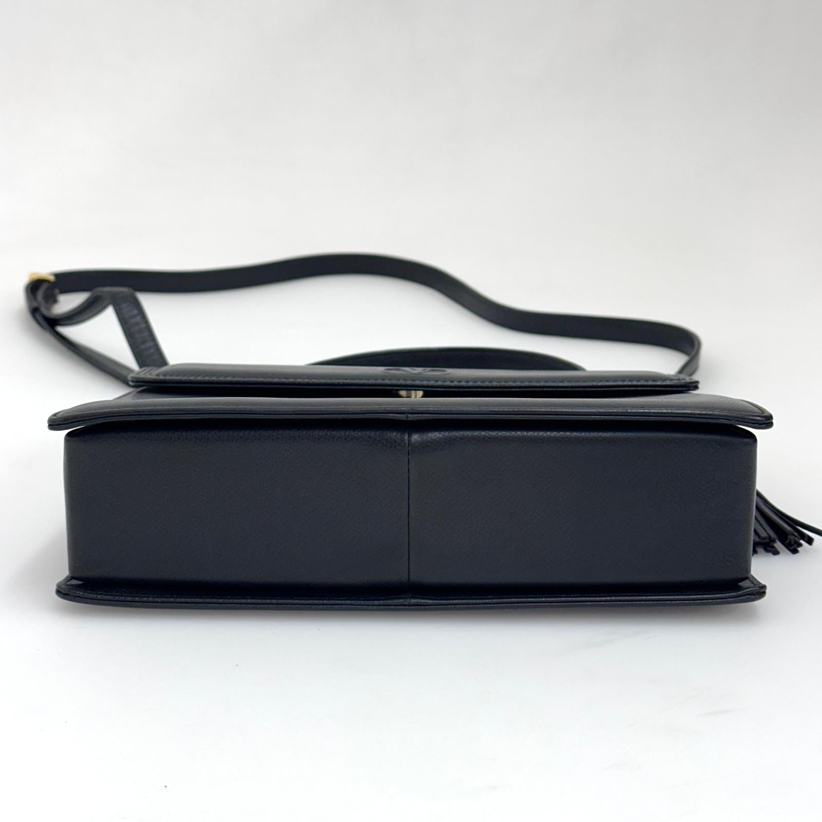 Valentino Garavani Borsa a Mano e Tracolla Pelle Martellata Nera Vintage Anni '80/'90