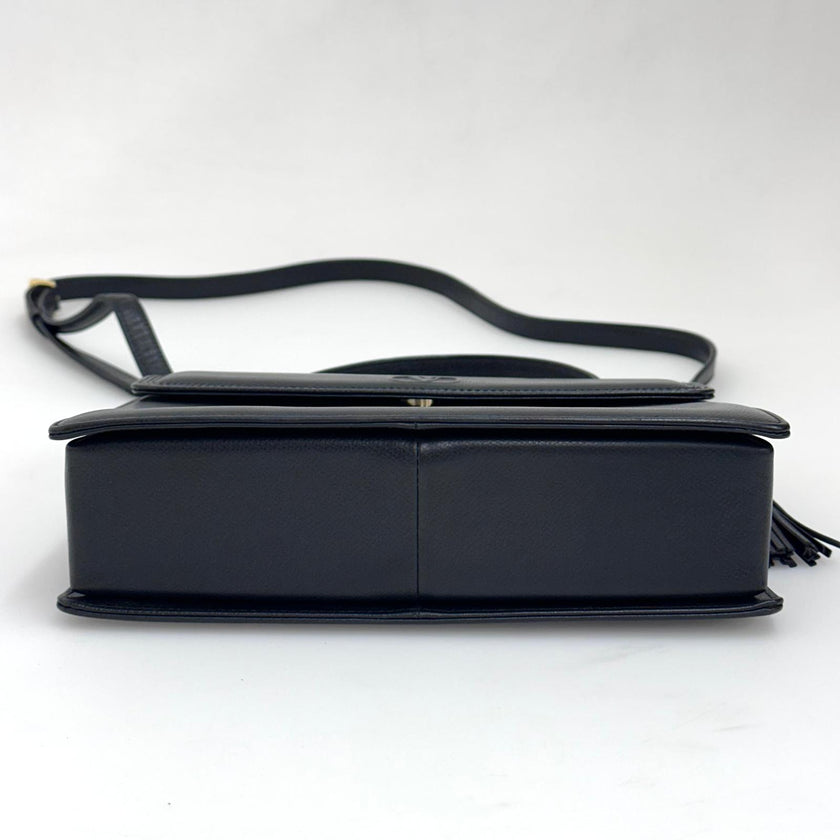 Valentino Garavani Borsa a Mano e Tracolla Pelle Martellata Nera Vintage Anni '80/'90
