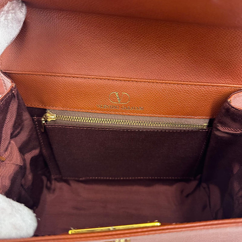 Valentino Garavani Borsa a Tracolla Pelle Martellata Cuoio Anni '80/'90