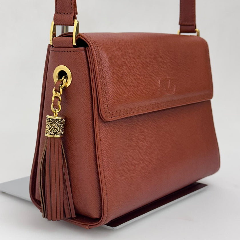 Valentino Garavani Borsa a Tracolla Pelle Martellata Cuoio Anni '80/'90
