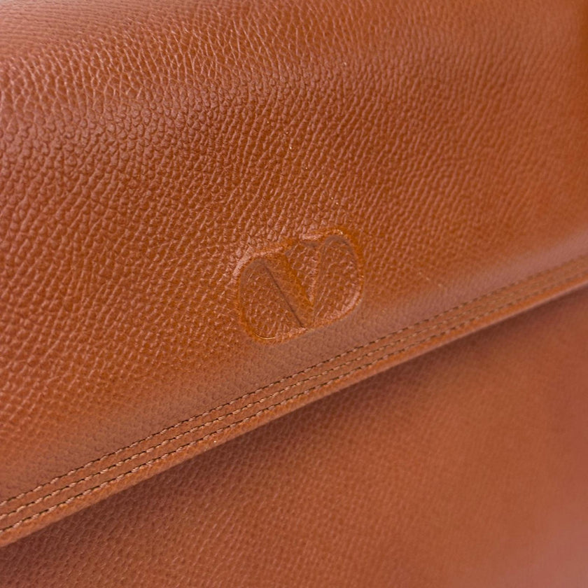 Valentino Garavani Borsa a Tracolla Pelle Martellata Cuoio Anni '80/'90