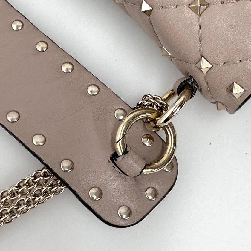 Valentino Garavani Borsa a Tracolla Rockstud Spike Media Nude Cipria