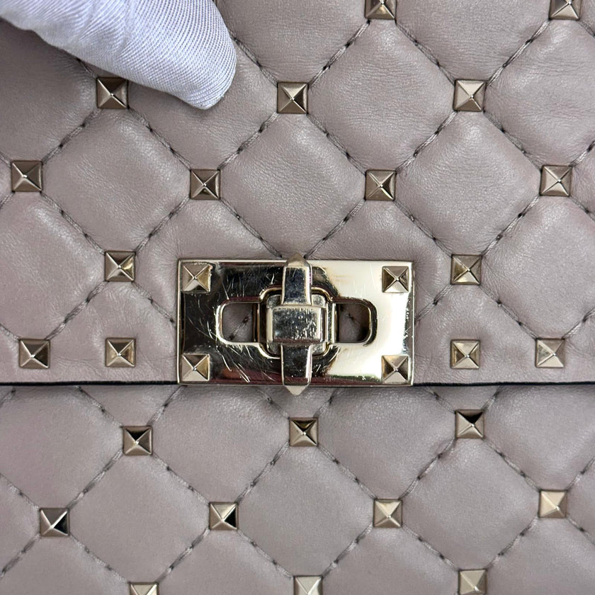 Valentino Garavani Borsa a Tracolla Rockstud Spike Media Nude Cipria