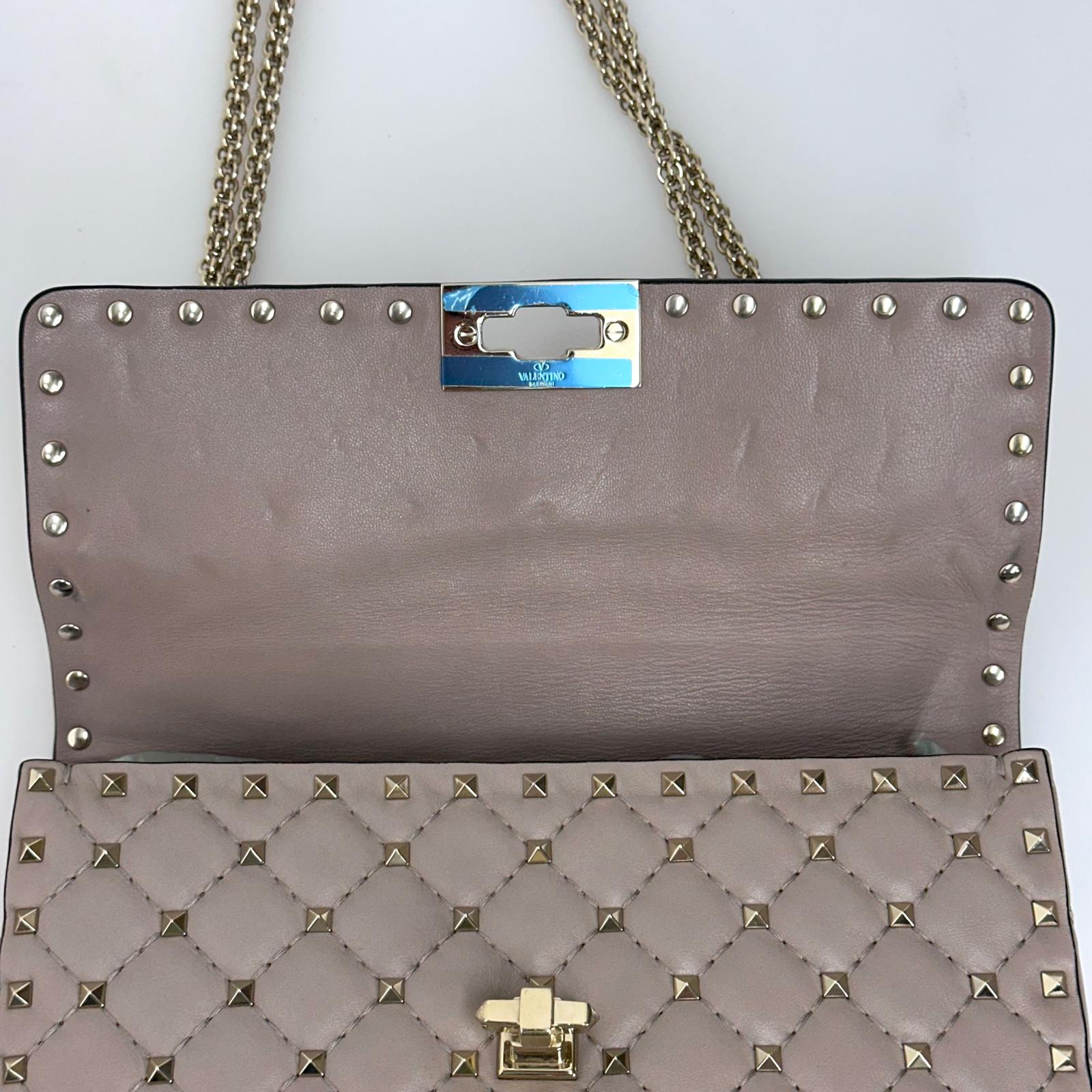 Valentino Garavani Borsa a Tracolla Rockstud Spike Media Nude Cipria