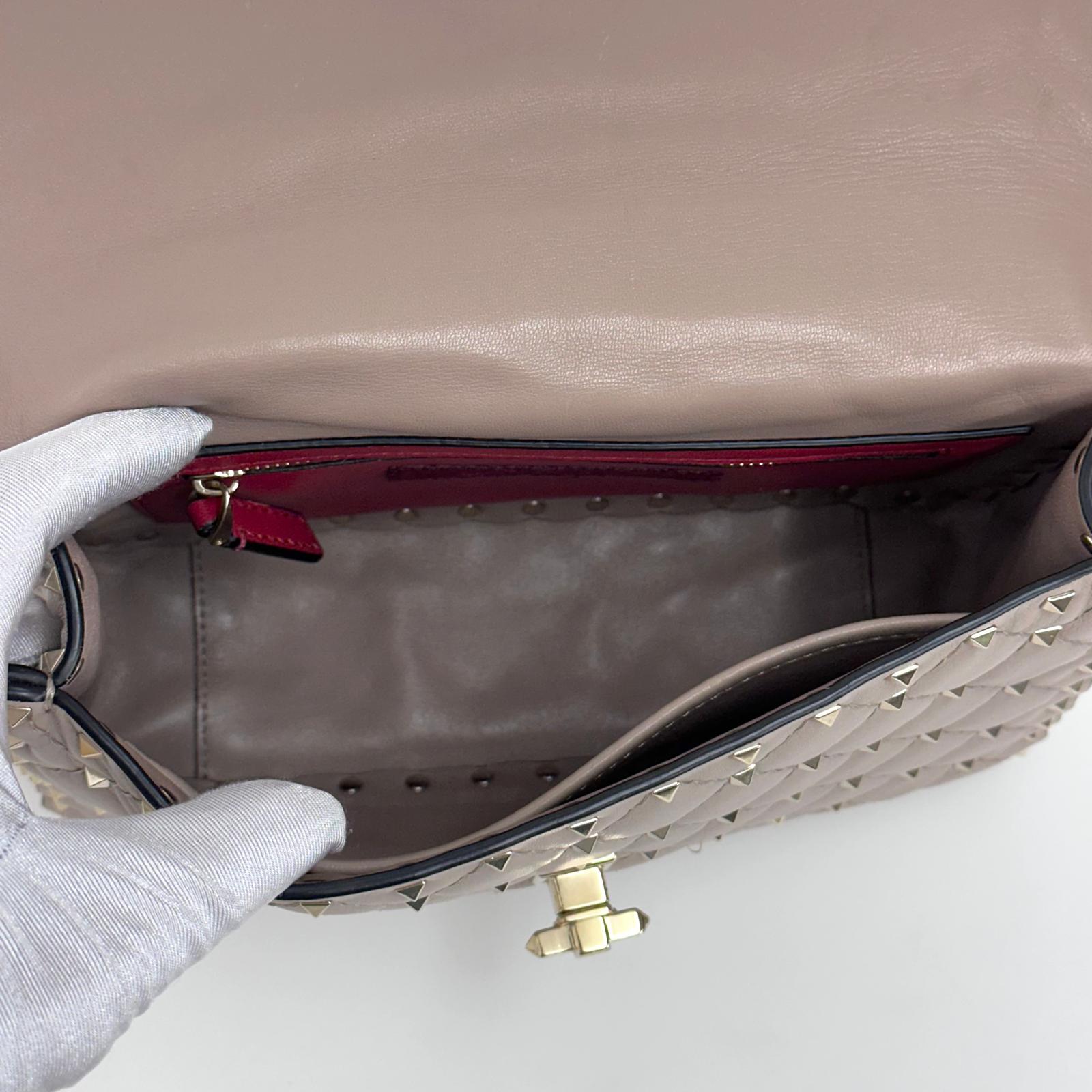 Valentino Garavani Borsa a Tracolla Rockstud Spike Media Nude Cipria