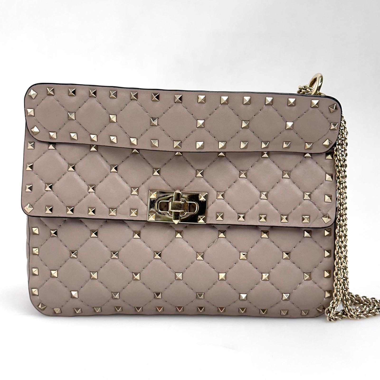 Valentino Garavani Borsa a Tracolla Rockstud Spike Media Nude Cipria