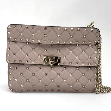 Valentino Garavani Borsa a Tracolla Rockstud Spike Media Nude Cipria