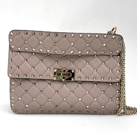 Valentino Garavani Borsa a Tracolla Rockstud Spike Media Nude Cipria