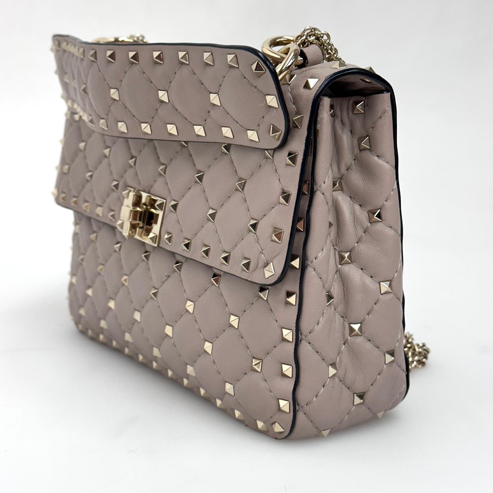 Valentino Garavani Borsa a Tracolla Rockstud Spike Media Nude Cipria
