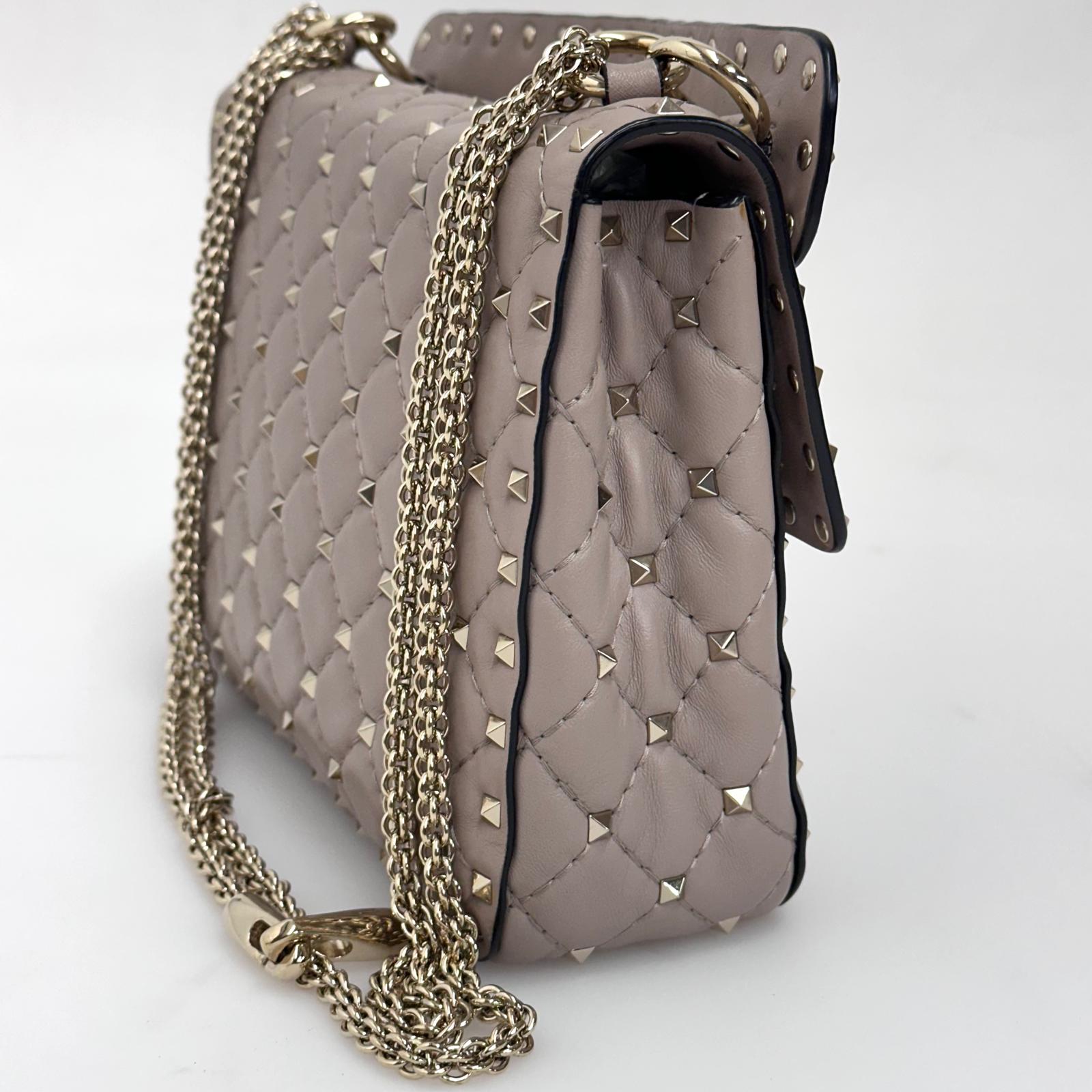 Valentino Garavani Borsa a Tracolla Rockstud Spike Media Nude Cipria