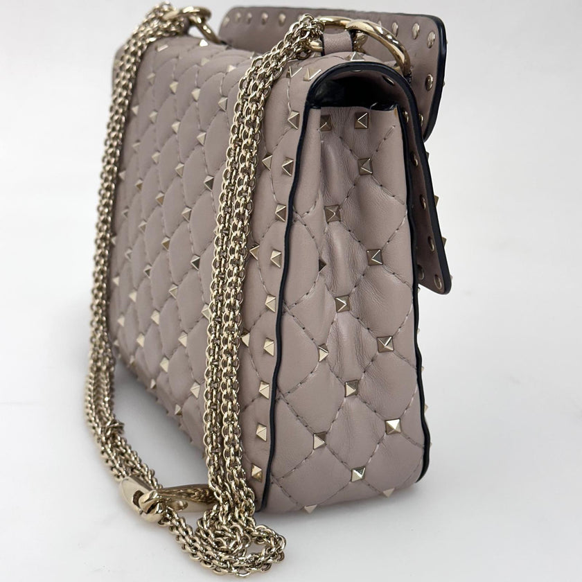Valentino Garavani Borsa a Tracolla Rockstud Spike Media Nude Cipria