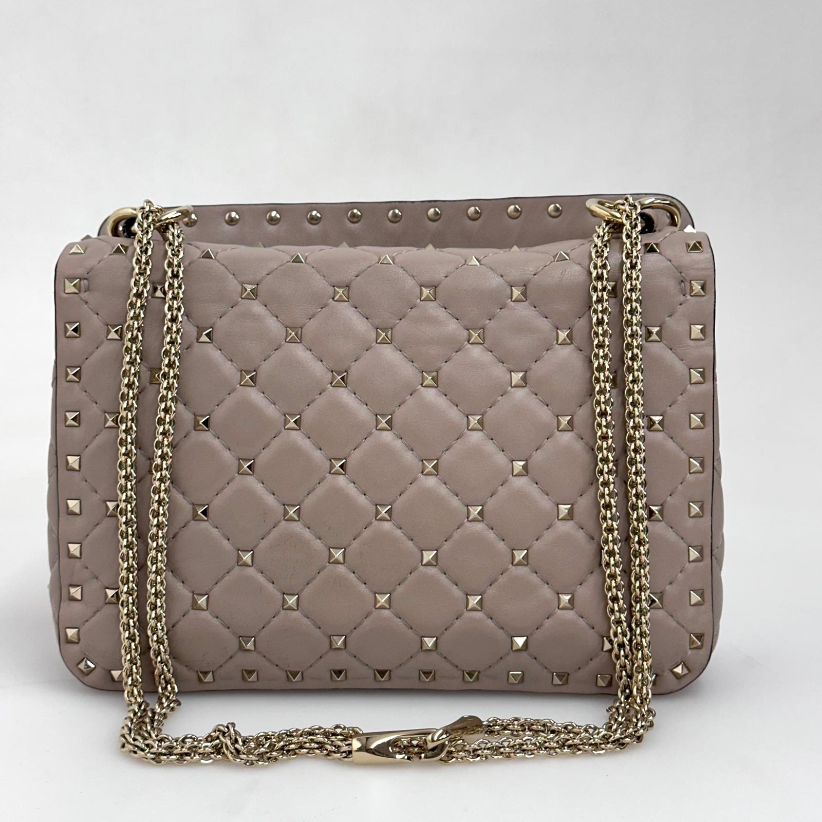 Valentino Garavani Borsa a Tracolla Rockstud Spike Media Nude Cipria