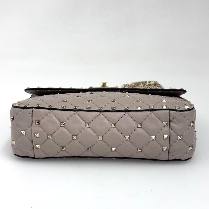 Valentino Garavani Borsa a Tracolla Rockstud Spike Media Nude Cipria
