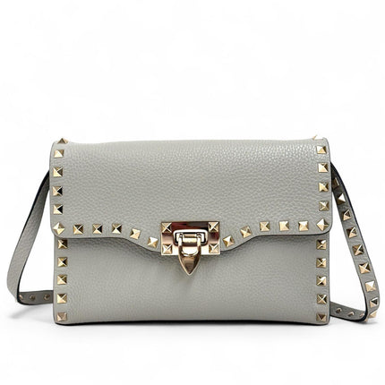 Valentino Garavani Borsa a Tracolla Rockstud in Pelle Grigia
