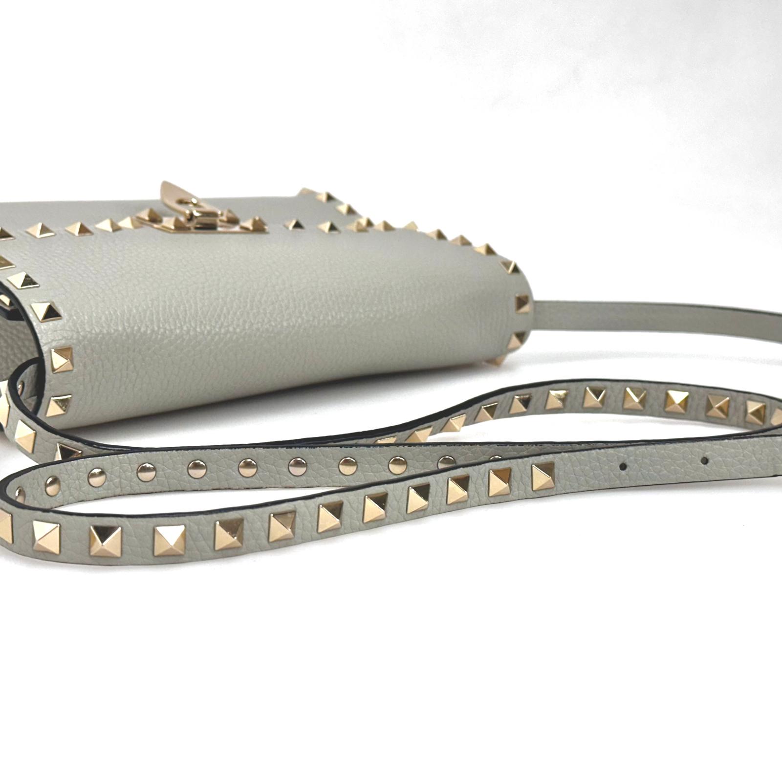Valentino Garavani Borsa a Tracolla Rockstud in Pelle Grigia