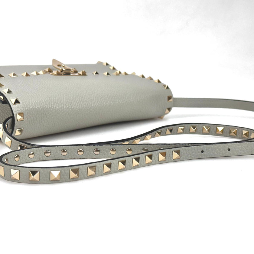 Valentino Garavani Borsa a Tracolla Rockstud in Pelle Grigia