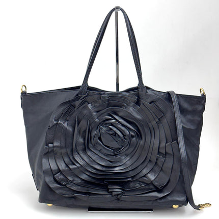 Valentino Garavani Borsa a mano e tracolla Rose Tote in pelle nera