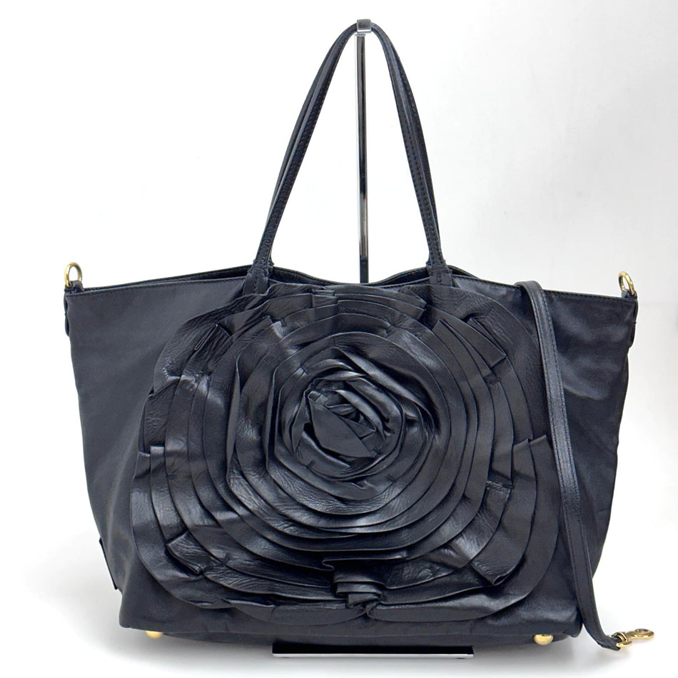 Valentino Garavani Borsa a mano e tracolla Rose Tote in pelle nera