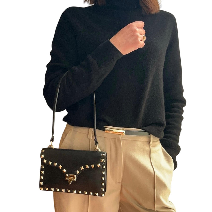 Valentino Garavani Rockstud Borsa a spalla in pelle nera