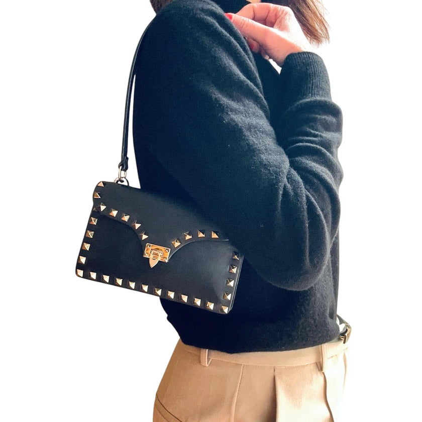 Valentino Garavani Rockstud Borsa a spalla in pelle nera