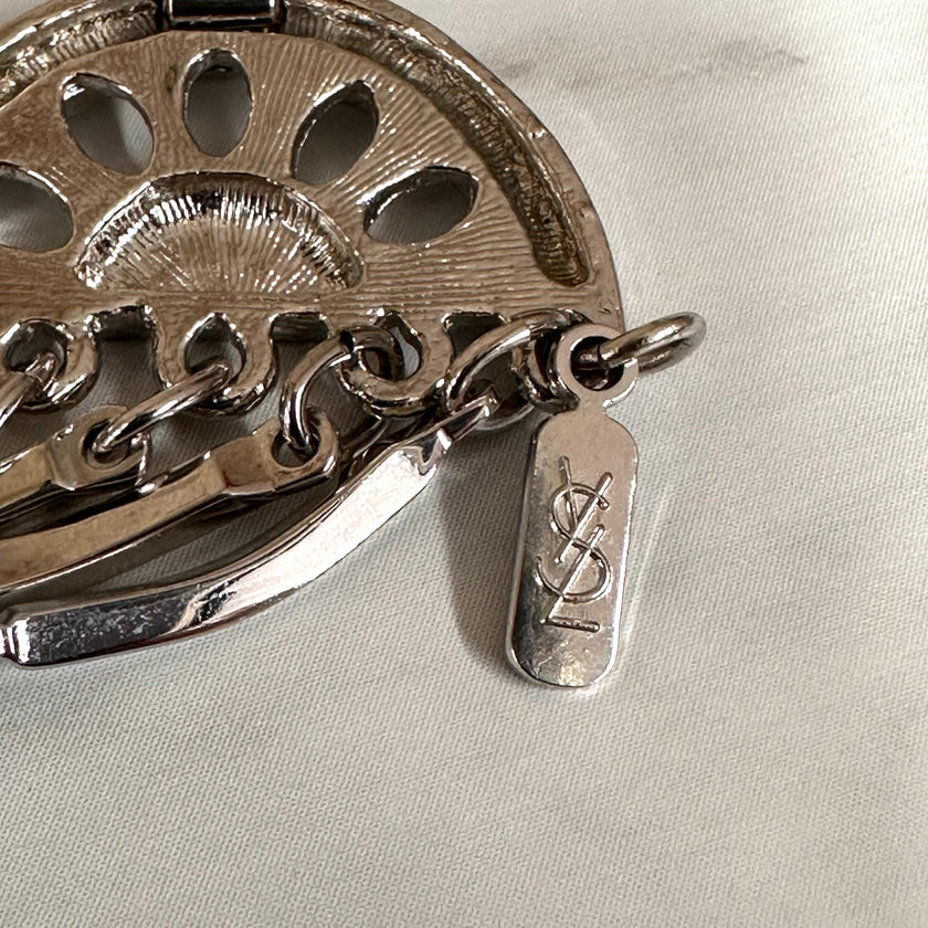 Collana Vintage Saint Laurent a Più Fili in Metallo Argento – Gioiello Statement Anni ’80