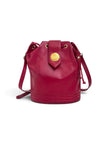 Yves Saint Laurent Borsa Secchiello Vintage in Pelle Rossa con Medaglione Dorato