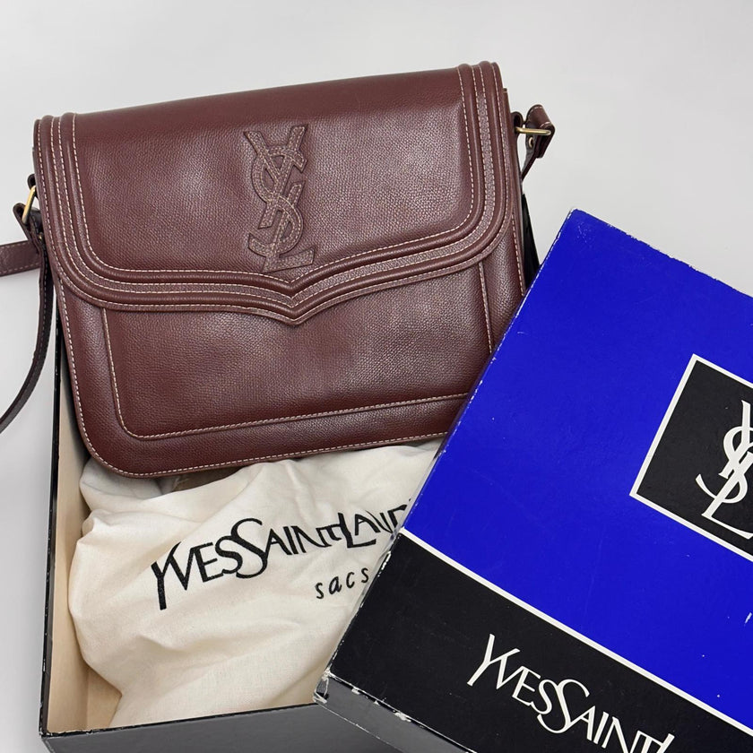 Yves Saint Laurent Borsa Vintage a Spalla in Pelle Marrone
