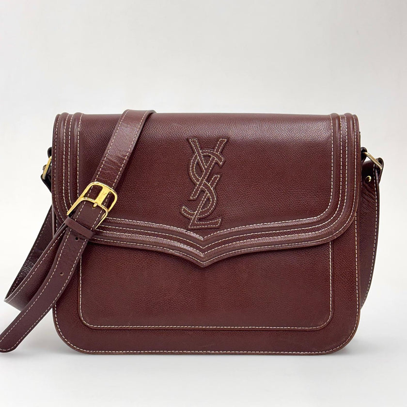 Yves Saint Laurent Borsa Vintage a Spalla in Pelle Marrone