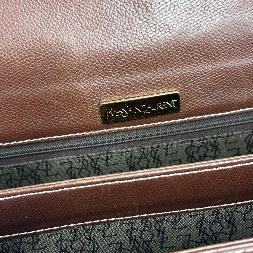 Yves Saint Laurent Borsa Vintage a Spalla in Pelle Marrone
